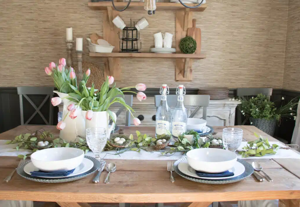 Modern famrhouse easter table setting